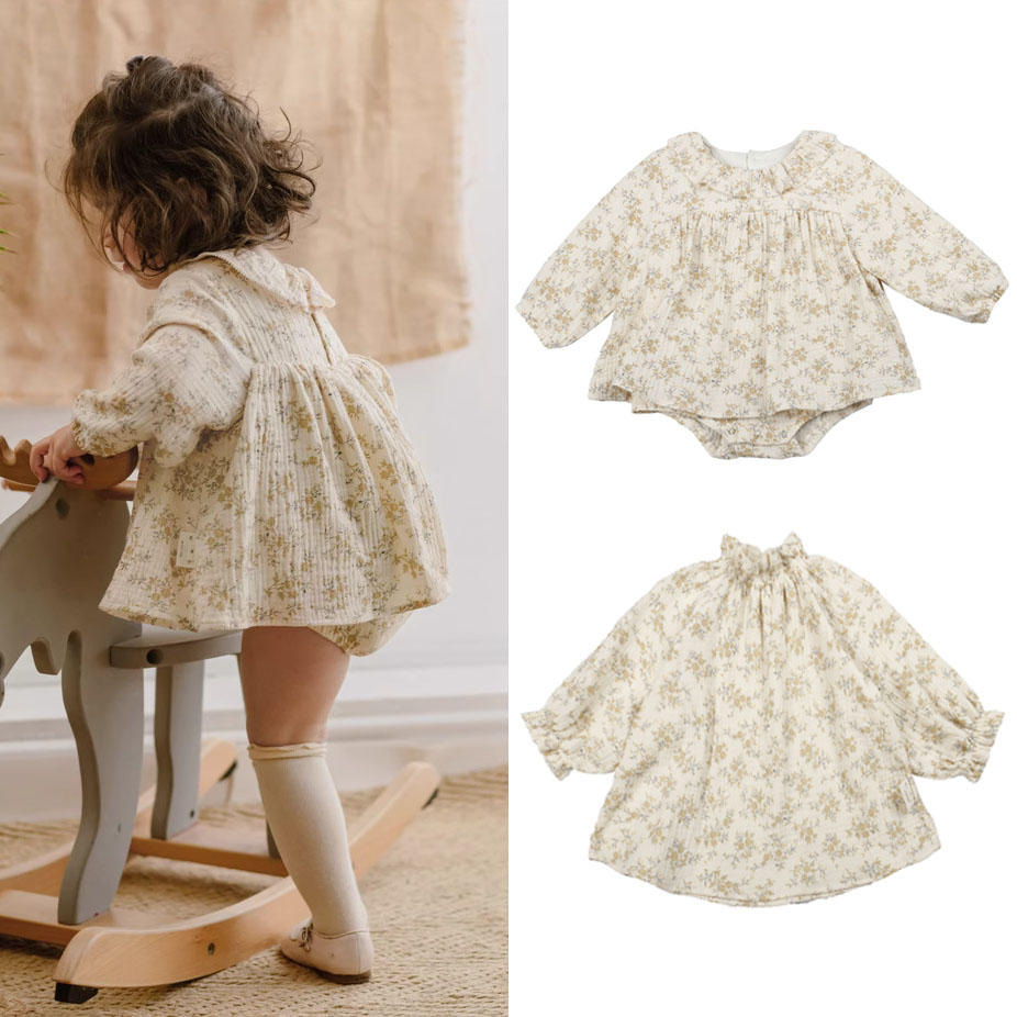 Baby Clothing Organic - Vestido floral para bebês, algodão orgânico,
